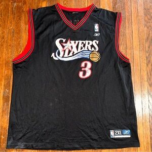 2XL Vintage Allen Iverson Pilly 76ers Reebok Black Jersey